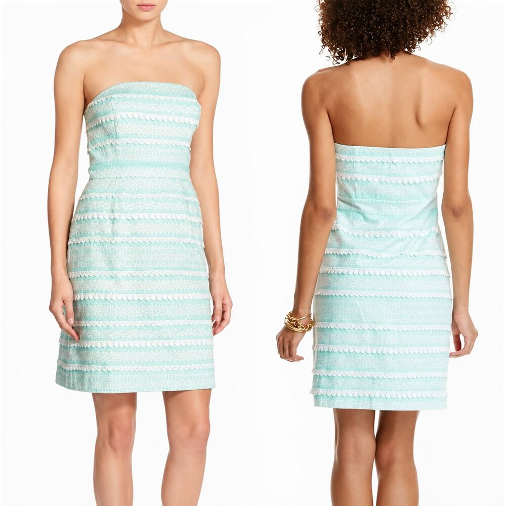 Vineyard Vines Kentucky Derby Icon Print Strapless Dress Lace Stripe Preppy Mini - Picture 11 of 12